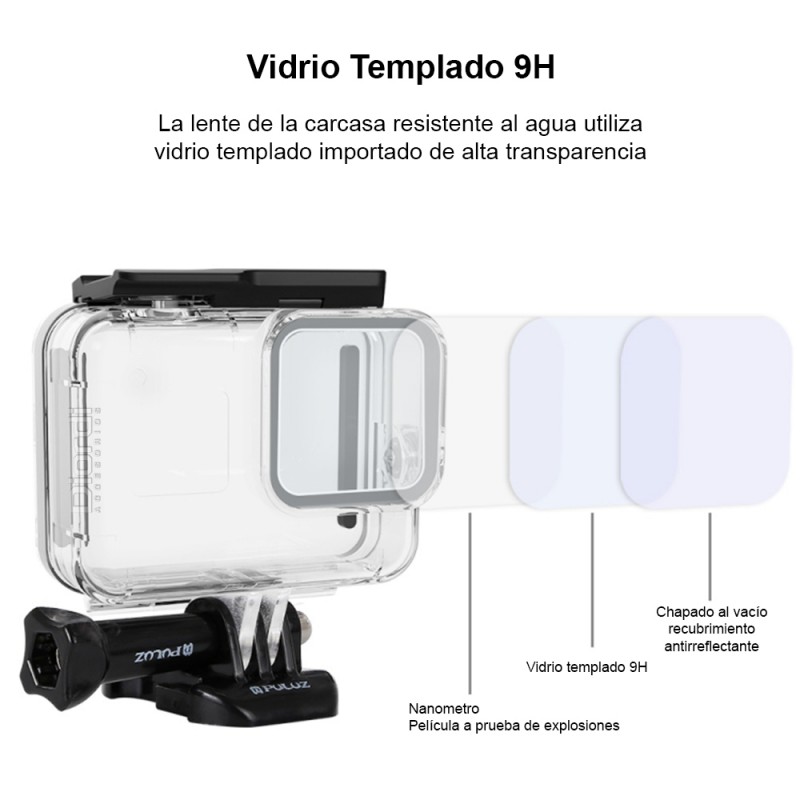 Carcasa sumergible 60M. + Set de filtros para GoPro Hero 12 Black – ISO64
